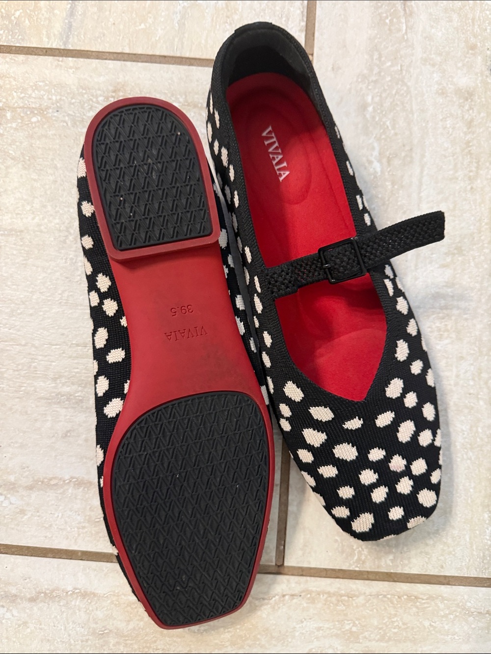 VIVAIA Square-Toe Mary Janes (Margot Mary-Jane) Flats Dots EU 39.5 US 8.5 - Picture 12 of 16